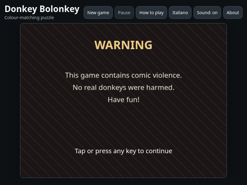 Game screen for Donkey Bolonkey
